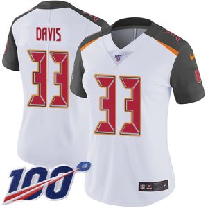 Amazing Buccaneers #33 Tom Brady Davis III White Women's Stitched NFL 100th Season Vapor Limited Jersey