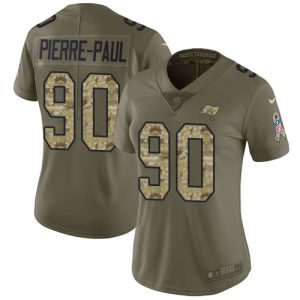 Fantastic Buccaneers #90 Ronde Barber Pierre-Paul Olive/Camo Women's Stitched NFL Limited 2017 Salute to Service Jersey