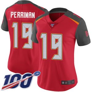 Exceptional Buccaneers #19 Ronde Barber Perriman Red Team Color Women's Stitched NFL 100th Season Vapor Limited Jersey
