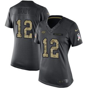 Top notch Buccaneers #12 Rob Gronkowski Brady Black Women's Stitched NFL Limited 2016 Salute to Service Jersey