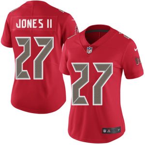 Top notch Buccaneers #27 Tom Brady Jones II Red Women's Stitched NFL Limited Rush Jersey