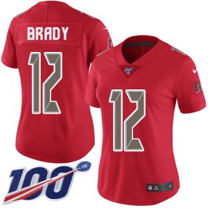 Top notch Buccaneers #12 Ronde Barber Brady Red Women's Stitched NFL Limited Rush 100th Season Jersey