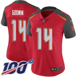 Premium Buccaneers #14 Rob Gronkowski Godwin Red Team Color Women's Stitched NFL 100th Season Vapor Untouchable Limited Jersey
