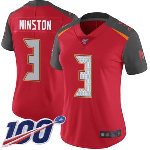 Superb Buccaneers #3 Rob Gronkowski Winston Red Team Color Women's Stitched NFL 100th Season Vapor Limited Jersey