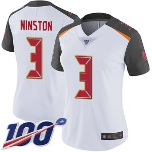 Amazing Buccaneers #3 Tom Brady Winston White Women's Stitched NFL 100th Season Vapor Limited Jersey