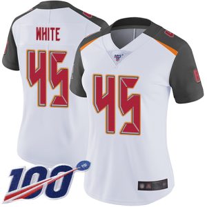 Fantastic Buccaneers #45 Ronde Barber White White Women's Stitched NFL 100th Season Vapor Limited Jersey