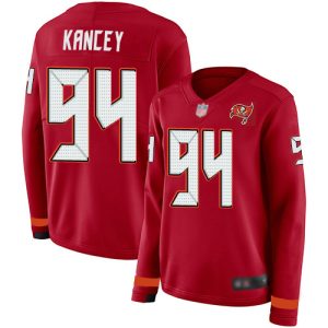 Delightful Buccaneers #94 Rob Gronkowski Kancey Red Team Color Women's Stitched NFL Limited Therma Long Sleeve Jersey