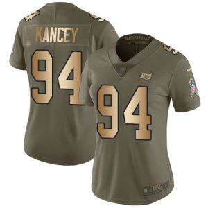 Exceptional Buccaneers #94 Ronde Barber Kancey Olive/Gold Women's Stitched NFL Limited 2017 Salute To Service Jersey