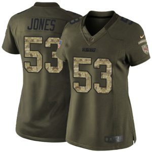 Outstanding Buccaneers #53 Ronde Barber Jones Green Women's Stitched NFL Limited 2015 Salute To Service Jersey