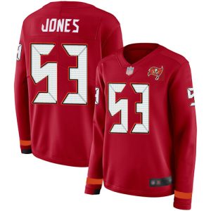 Delightful Buccaneers #53 Rob Gronkowski Jones Red Team Color Women's Stitched NFL Limited Therma Long Sleeve Jersey