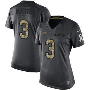 Top notch Buccaneers #3 Rob Gronkowski Winston Black Women's Stitched NFL Limited 2016 Salute to Service Jersey