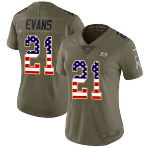 Exceptional Buccaneers #21 Tom Brady Evans Olive/USA Flag Women's Stitched NFL Limited 2017 Salute To Service Jersey