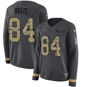 Amazing Buccaneers #84 Rob Gronkowski Brate Anthracite Salute to Service Women's Stitched NFL Limited Therma Long Sleeve Jersey