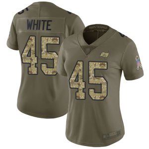 Amazing Buccaneers #45 Rob Gronkowski White Olive/Camo Women's Stitched NFL Limited 2017 Salute to Service Jersey