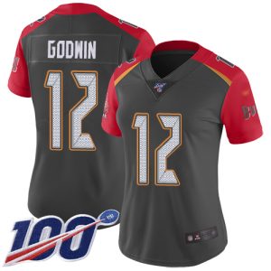 Amazing Buccaneers #12 Tom Brady Godwin Gray Women's Stitched NFL Limited Inverted Legend 100th Season Jersey