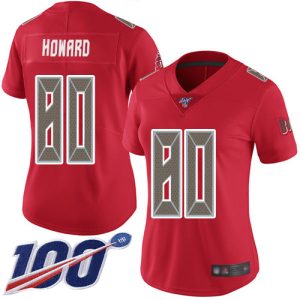 Amazing Buccaneers #80 Rob Gronkowski J. Howard Red Women's Stitched NFL Limited Rush 100th Season Jersey