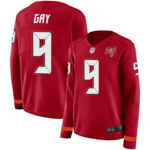 Superb Buccaneers #9 Tom Brady Gay Red Team Color Women's Stitched NFL Limited Therma Long Sleeve Jersey