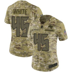 Exceptional Buccaneers #45 Tom Brady White Camo Women's Stitched NFL Limited 2018 Salute to Service Jersey