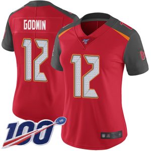 Top notch Buccaneers #12 Rob Gronkowski Godwin Red Team Color Women's Stitched NFL 100th Season Vapor Limited Jersey
