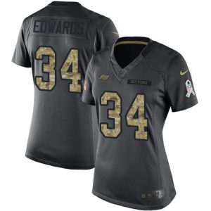 High quality Buccaneers #34 Rob Gronkowski Edwards Black Women's Stitched NFL Limited 2016 Salute to Service Jersey