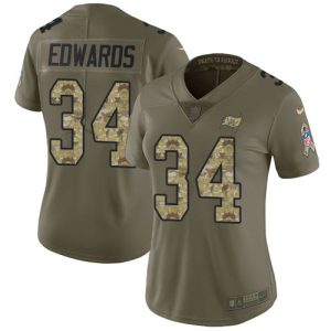 Exceptional Buccaneers #34 Tom Brady Edwards Olive/Camo Women's Stitched NFL Limited 2017 Salute To Service Jersey