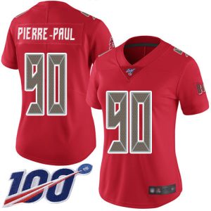 Top notch Buccaneers #90 Ronde Barber Pierre-Paul Red Women's Stitched NFL Limited Rush 100th Season Jersey