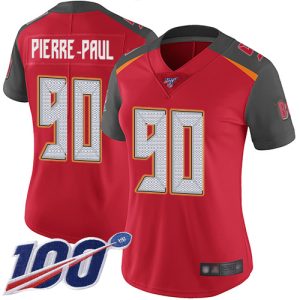 Amazing Buccaneers #90 Rob Gronkowski Pierre-Paul Red Team Color Women's Stitched NFL 100th Season Vapor Limited Jersey
