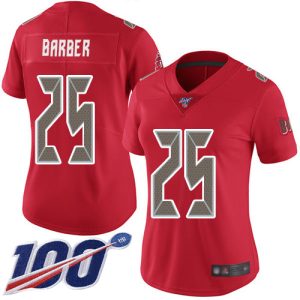 Top notch Buccaneers #25 Tom Brady Barber Red Women's Stitched NFL Limited Rush 100th Season Jersey