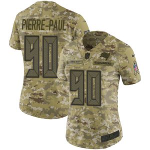 Top notch Buccaneers #90 Tom Brady Pierre-Paul Camo Women's Stitched NFL Limited 2018 Salute to Service Jersey