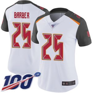 Stunning Buccaneers #25 Tom Brady Barber White Women's Stitched NFL 100th Season Vapor Limited Jersey
