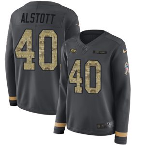 Top notch Buccaneers #40 Tom Brady Alstott Anthracite Salute to Service Women's Stitched NFL Limited Therma Long Sleeve Jersey