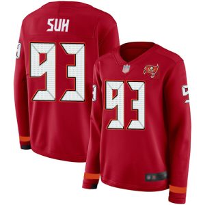 Delightful Buccaneers #93 Rob Gronkowski Suh Red Team Color Women's Stitched NFL Limited Therma Long Sleeve Jersey