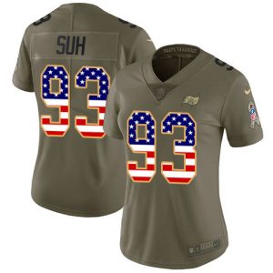 Amazing Buccaneers #93 Tom Brady Suh Olive/USA Flag Women's Stitched NFL Limited 2017 Salute To Service Jersey