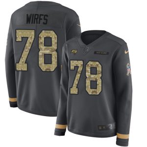Top notch Buccaneers #78 Tom Brady Wirfs Anthracite Salute to Service Women's Stitched NFL Limited Therma Long Sleeve Jersey