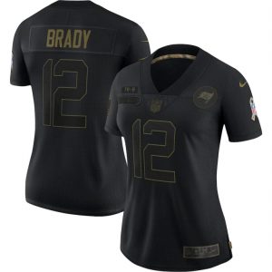 Top notch Tampa Bay Buccaneers #12 Tom Brady Women's 2020 Salute To Service Limited Jersey Black