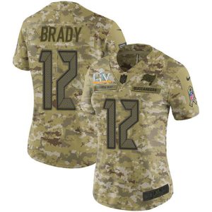 High quality Buccaneers #12 Ronde Barber Brady Camo Women's Super Bowl LV Bound Stitched NFL Limited 2018 Salute To Service Jersey