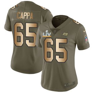 Delightful Buccaneers #65 Tom Brady Cappa Olive/Gold Women's Super Bowl LV Bound Stitched NFL Limited 2017 Salute To Service Jersey