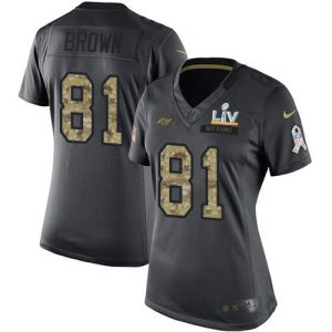 Amazing Buccaneers #81 Rob Gronkowski Brown Black Women's Super Bowl LV Bound Stitched NFL Limited 2016 Salute to Service Jersey
