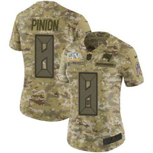 Premium Buccaneers #8 Tom Brady Pinion Camo Women's Super Bowl LV Bound Stitched NFL Limited 2018 Salute To Service Jersey