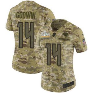 Exceptional Buccaneers #14 Ronde Barber Godwin Camo Women's Super Bowl LV Bound Stitched NFL Limited 2018 Salute To Service Jersey