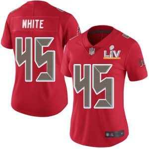 Delightful Buccaneers #45 Tom Brady White Red Women's Super Bowl LV Bound Stitched NFL Limited Rush Jersey