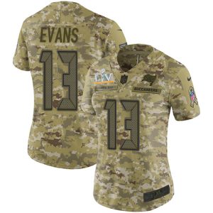 Exceptional Buccaneers #13 Rob Gronkowski Evans Camo Women's Super Bowl LV Bound Stitched NFL Limited 2018 Salute To Service Jersey