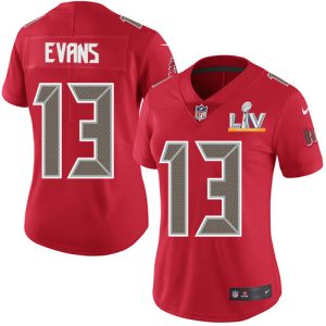 Top notch Buccaneers #13 Tom Brady Evans Red Women's Super Bowl LV Bound Stitched NFL Limited Rush Jersey