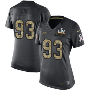 Exceptional Buccaneers #93 Ronde Barber Suh Black Women's Super Bowl LV Bound Stitched NFL Limited 2016 Salute to Service Jersey