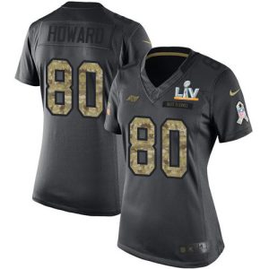 Exceptional Buccaneers #80 Ronde Barber J. Howard Black Women's Super Bowl LV Bound Stitched NFL Limited 2016 Salute to Service Jersey