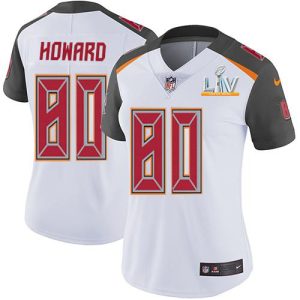 Exceptional Buccaneers #80 Tom Brady J. Howard White Women's Super Bowl LV Bound Stitched NFL Vapor Untouchable Limited Jersey