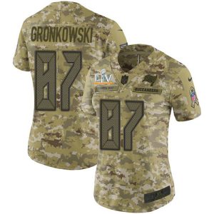 Amazing Buccaneers #87 Rob Gronkowski Gronkowski Camo Women's Super Bowl LV Bound Stitched NFL Limited 2018 Salute To Service Jersey