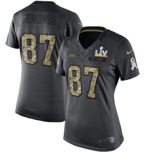 Exceptional Buccaneers #87 Rob Gronkowski Gronkowski Black Women's Super Bowl LV Bound Stitched NFL Limited 2016 Salute to Service Jersey