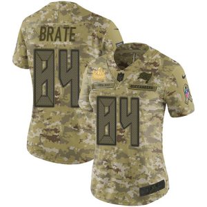 Exceptional Buccaneers #84 Tom Brady Brate Camo Women's Super Bowl LV Champions Patch Stitched NFL Limited 2018 Salute To Service Jersey