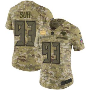 Delightful Buccaneers #93 Rob Gronkowski Suh Camo Women's Super Bowl LV Champions Patch Stitched NFL Limited 2018 Salute To Service Jersey